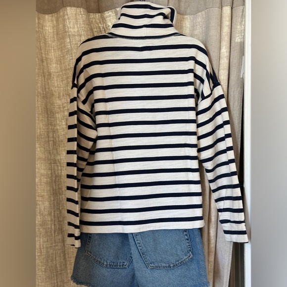 J. Crew Vintage cotton terry turtleneck -navy/white stripe - excellent cond - L - Picture 10 of 10
